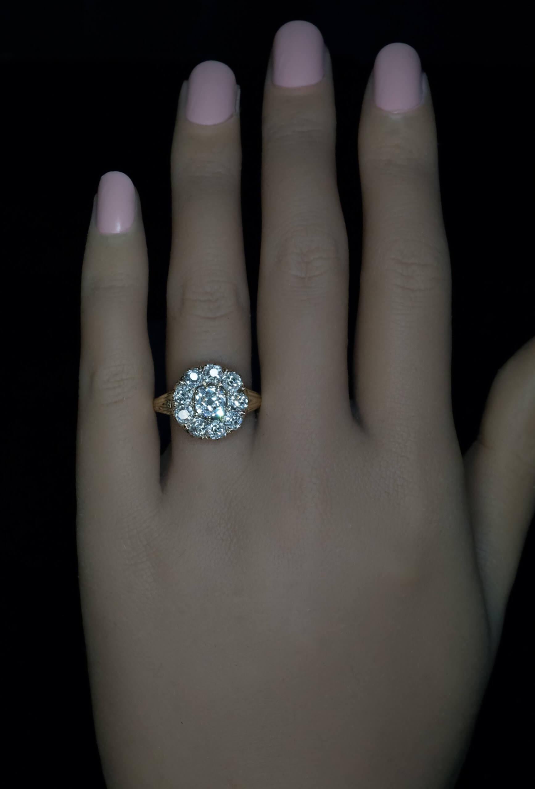 old cut diamond cluster ring