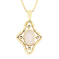 Antique 3.50ct Opal and Diamond Pendant, c.1900s
