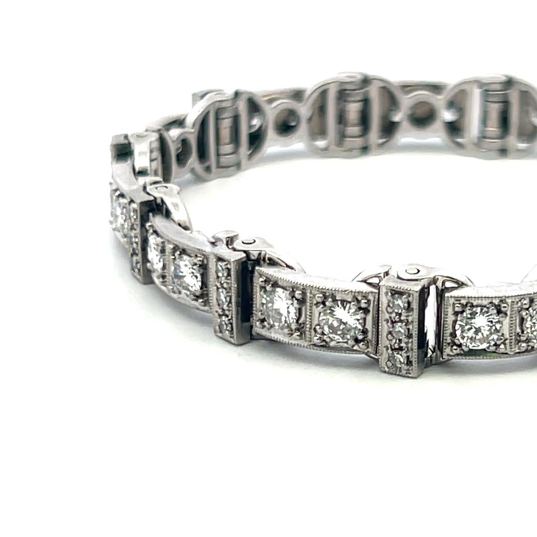 Antikes 3,50ct rundes Brillant-Diamant-Tennisarmband in 18K Weißgold (H VS) im Angebot 6