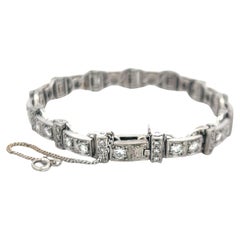 Antiguo Brazalete de Tenis de Diamantes Brillantes Redondos de 3,50 ct en Oro Blanco de 18 K (H VS)