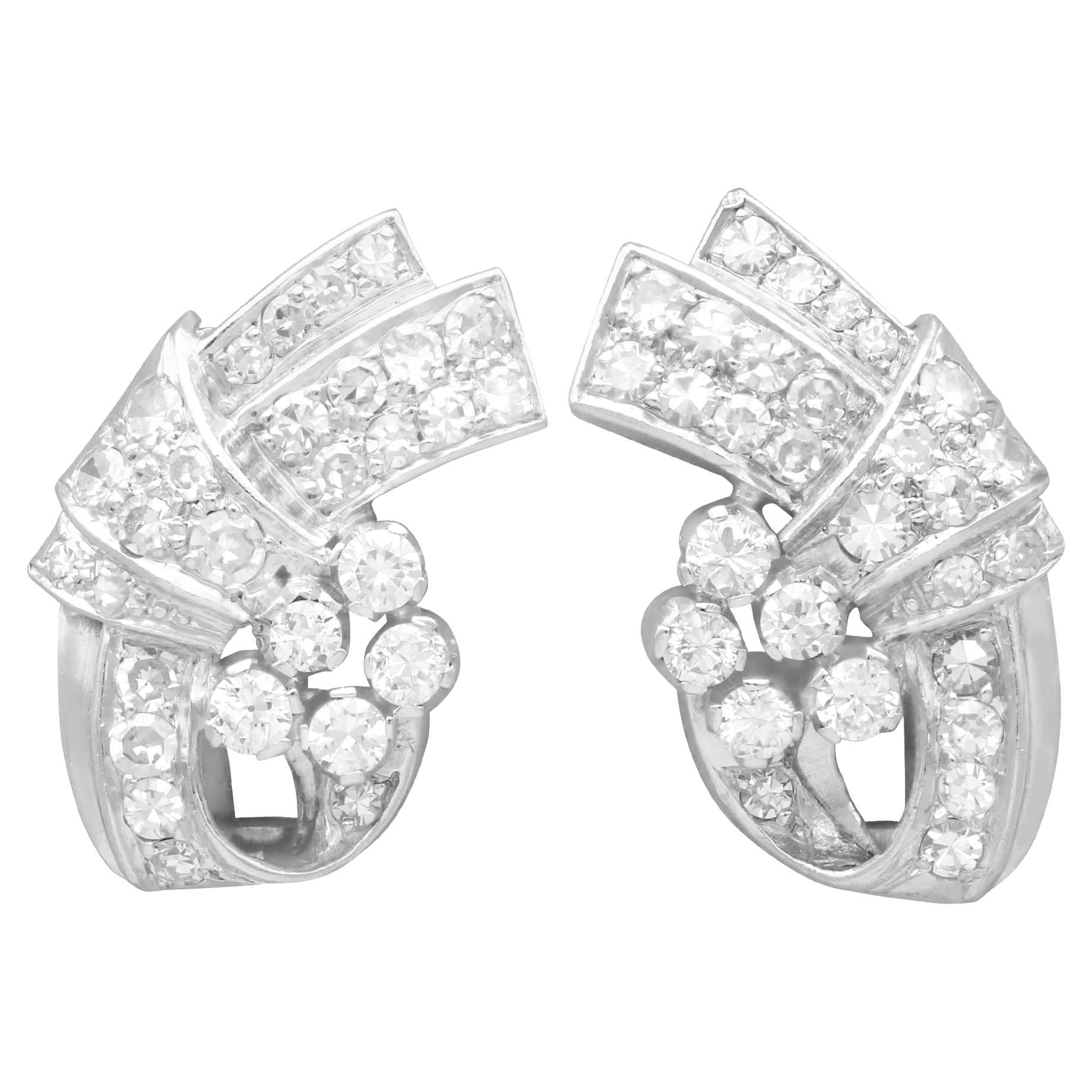 Pendientes antiguos de diamantes y platino de 3,52 quilates Circa 1935