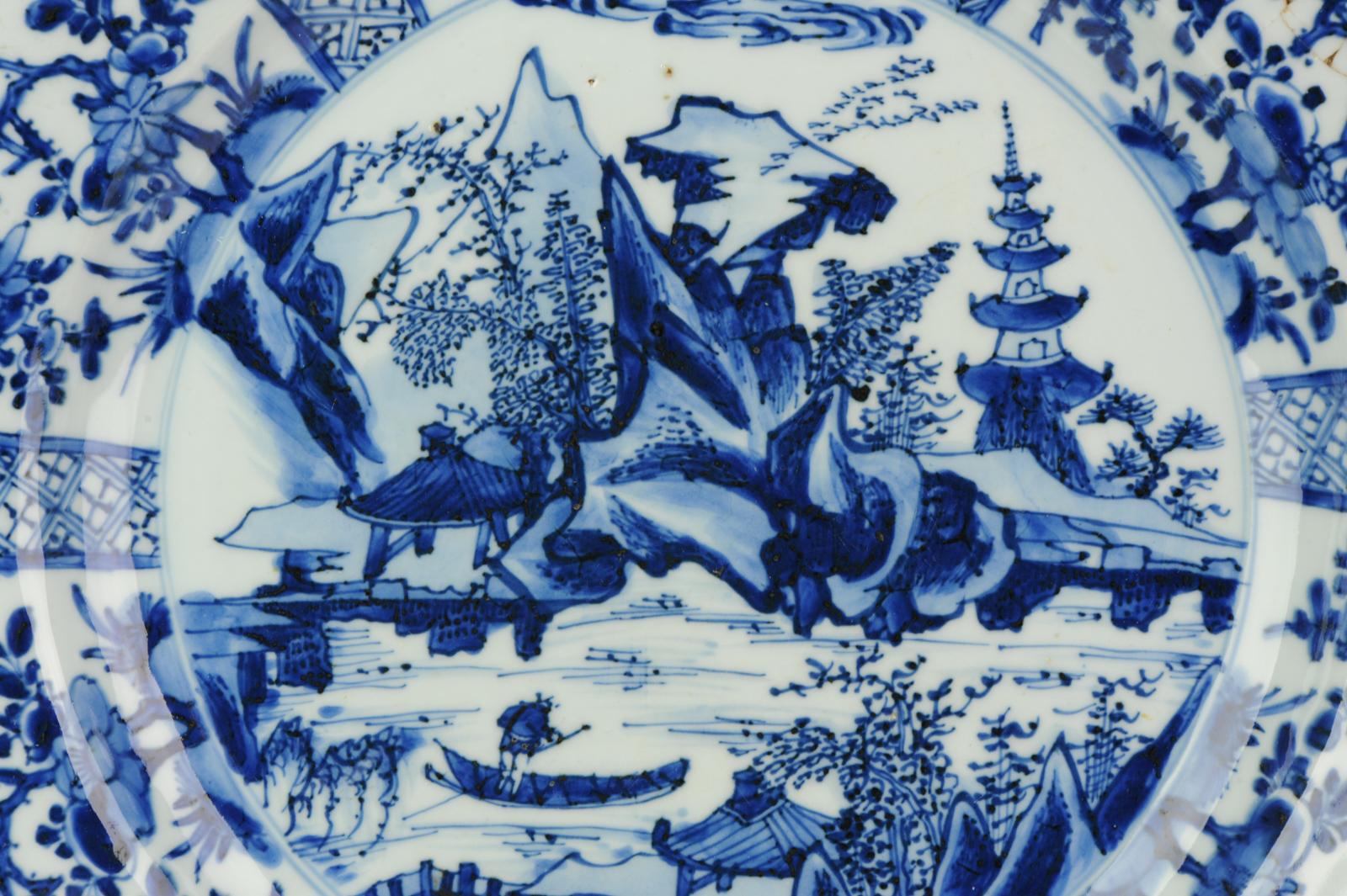 Qing Antique 35CM 1622-1722 Kangxi Period Chinese Porcelain Charger Marked