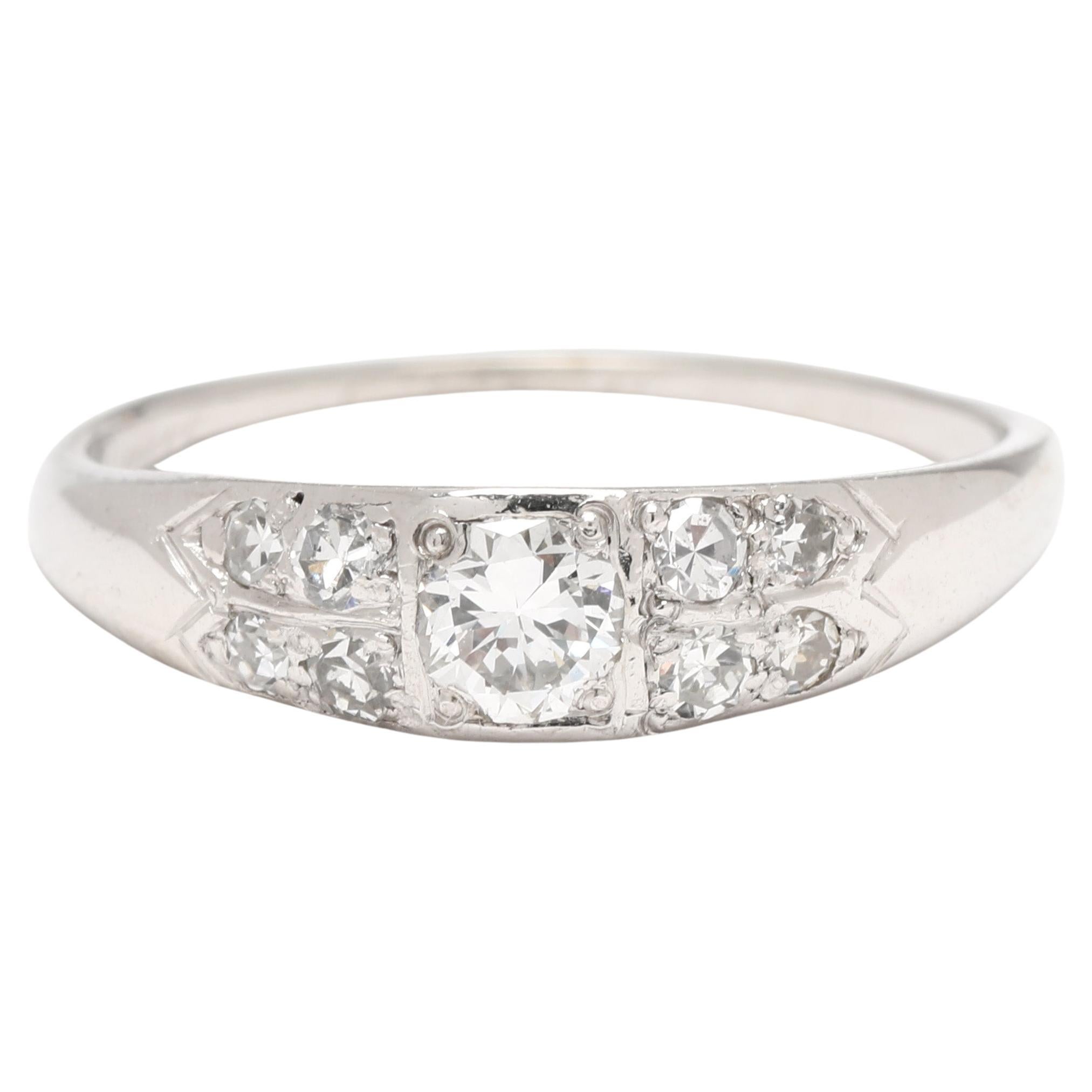 Antiker .35ctw Diamant Einbau-Verlobungsring, Platin, Ring Größe 6,25