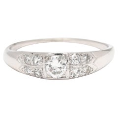 Antique .35ctw Diamond Flush Set Engagement Ring, Platinum, Ring Size 6.25