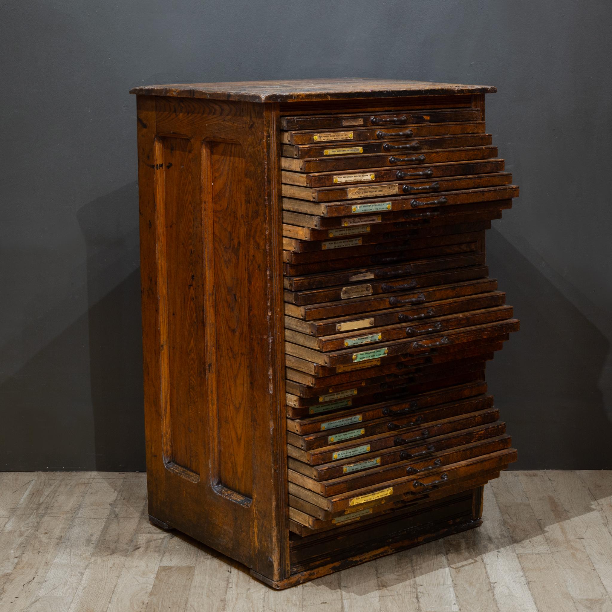 20th Century Antique 36 Drawer Printer's Typeset Industrial Cabinet c.1910-1920 For Sale