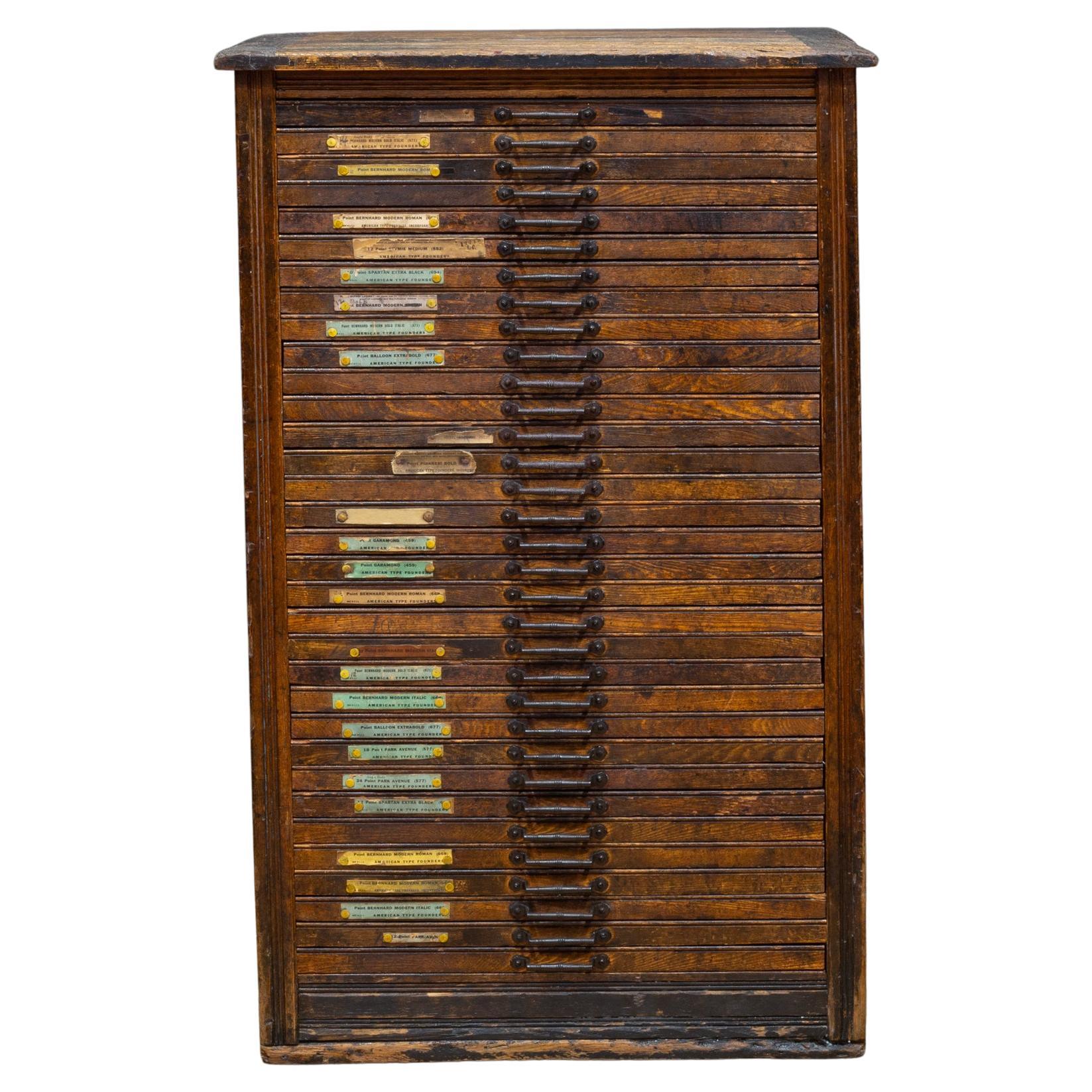 Antique 36 Drawer Printer's Typeset Industrial Cabinet c.1910-1920 For Sale