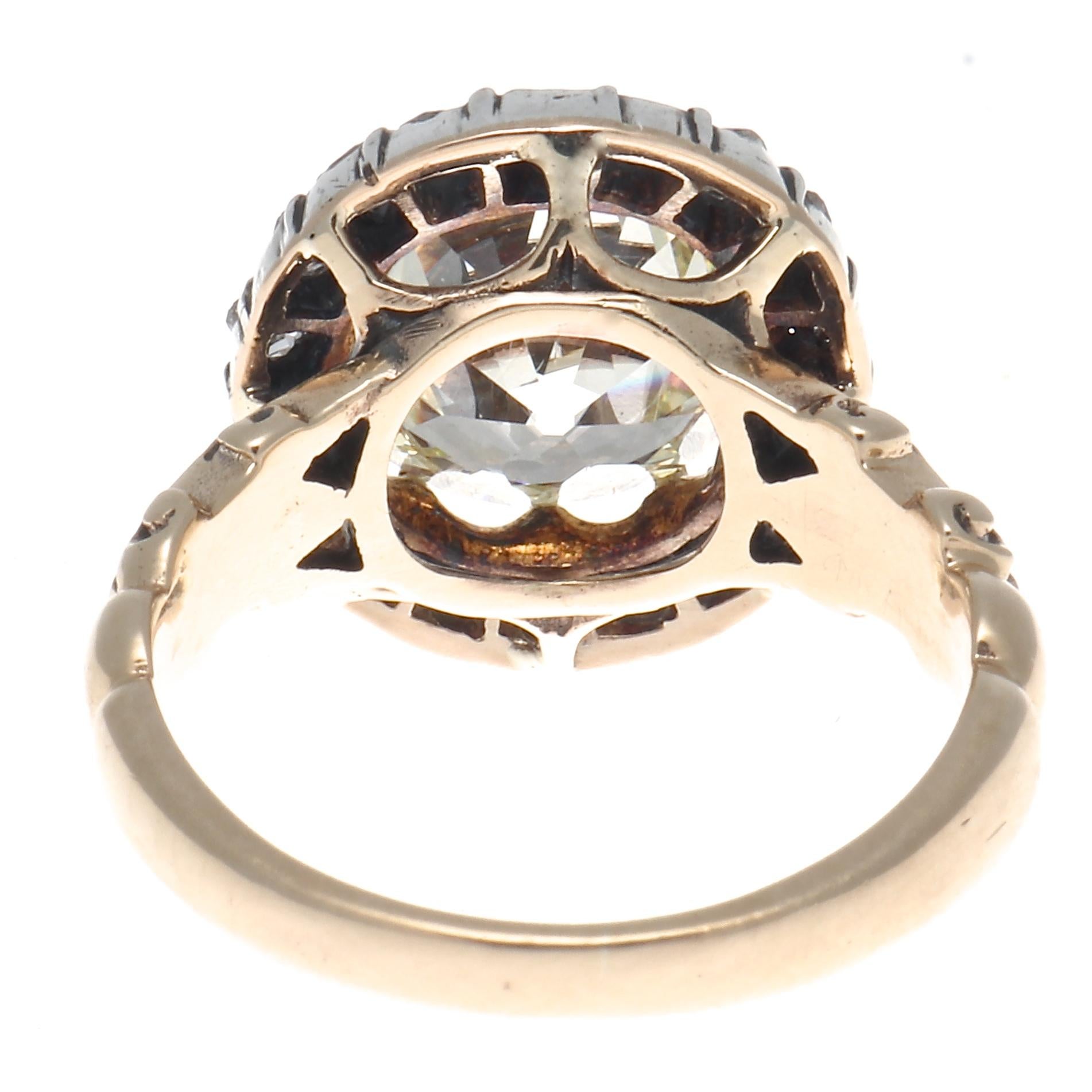 Antique 3.62 Carat Diamond Gold Ring In Excellent Condition In Beverly Hills, CA