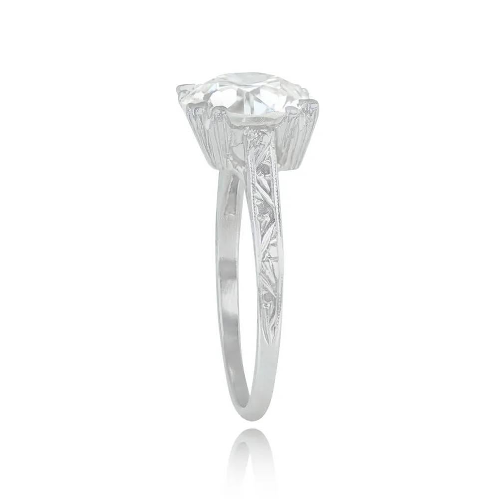 Art Deco Antique 3.63ct Old European Cut Diamond Solitaire Engagement Ring, Platinum For Sale