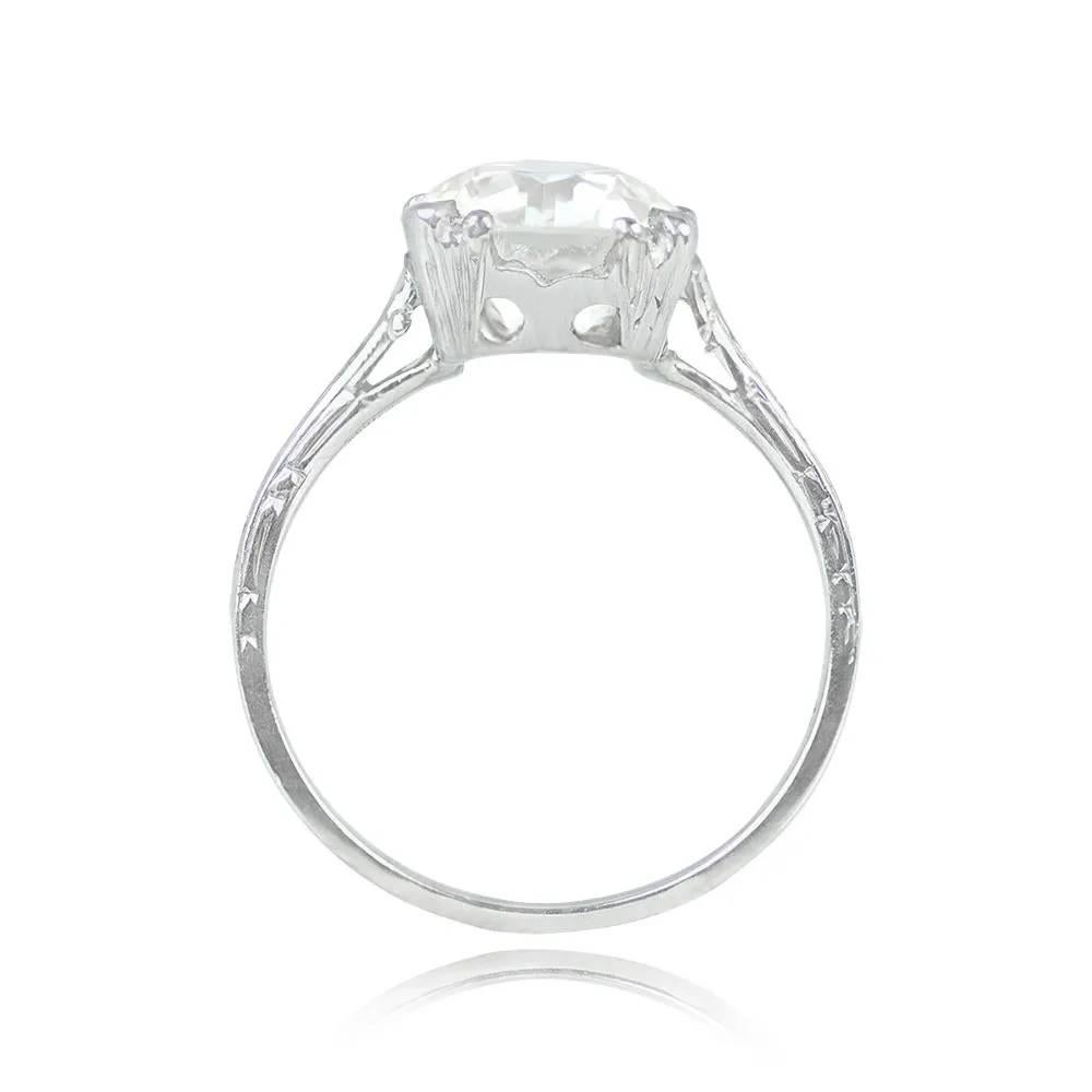 Antique 3.63ct Old European Cut Diamond Solitaire Engagement Ring, Platinum In Excellent Condition For Sale In New York, NY