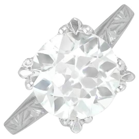 Antique 3.63ct Old European Cut Diamond Solitaire Engagement Ring, Platinum For Sale
