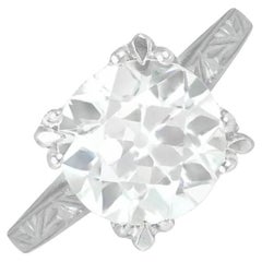 Antique 3.63ct Old European Cut Diamond Solitaire Engagement Ring, Platinum