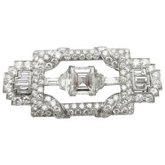 Antique 3.68 Carat Carre Cut GIA Certified Diamond in Art Deco Platinum Brooch
