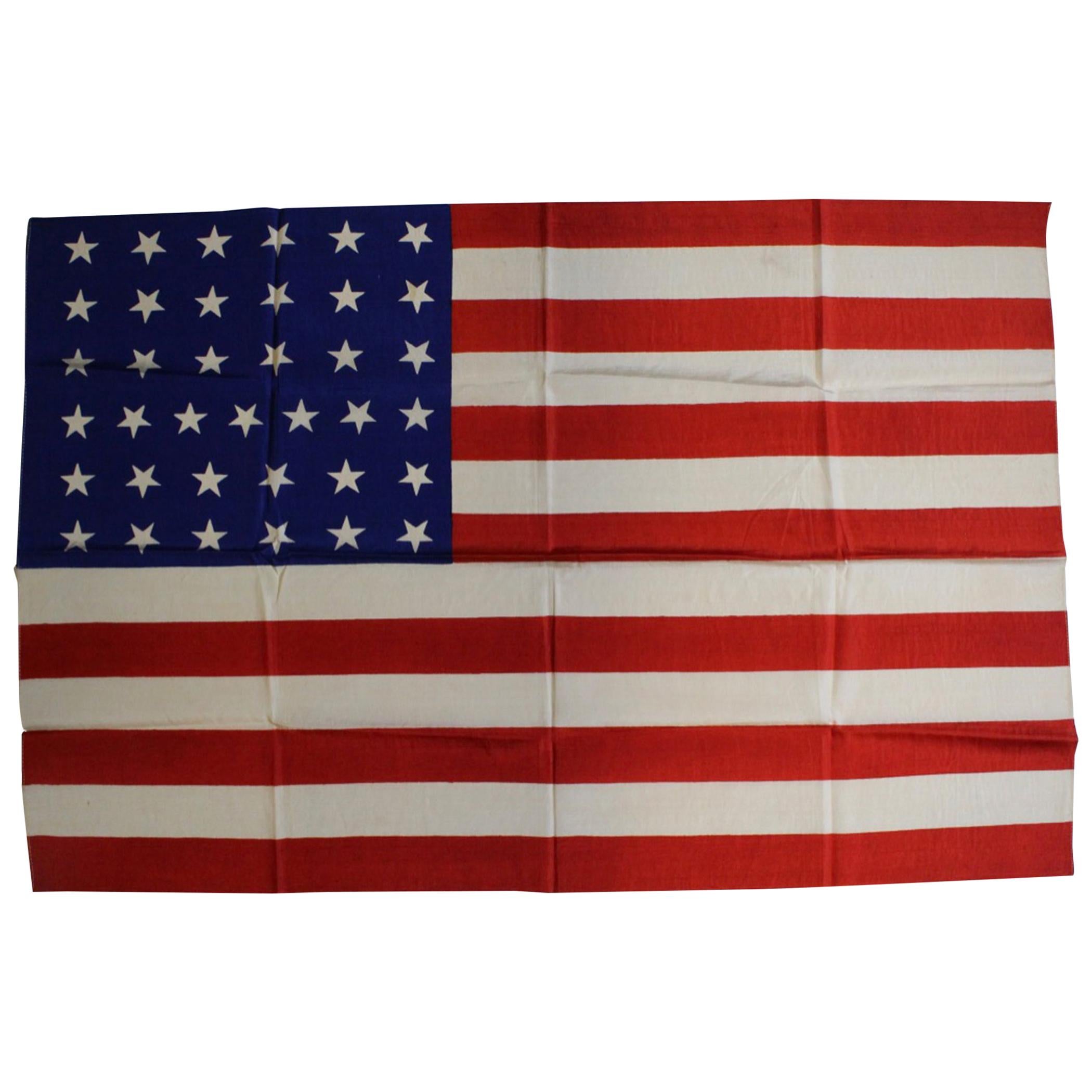 Antique 37-Star American Flag Printed on Silk, circa 1867