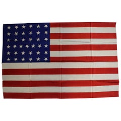 Antique 37-Star American Flag Printed on Silk, circa 1867