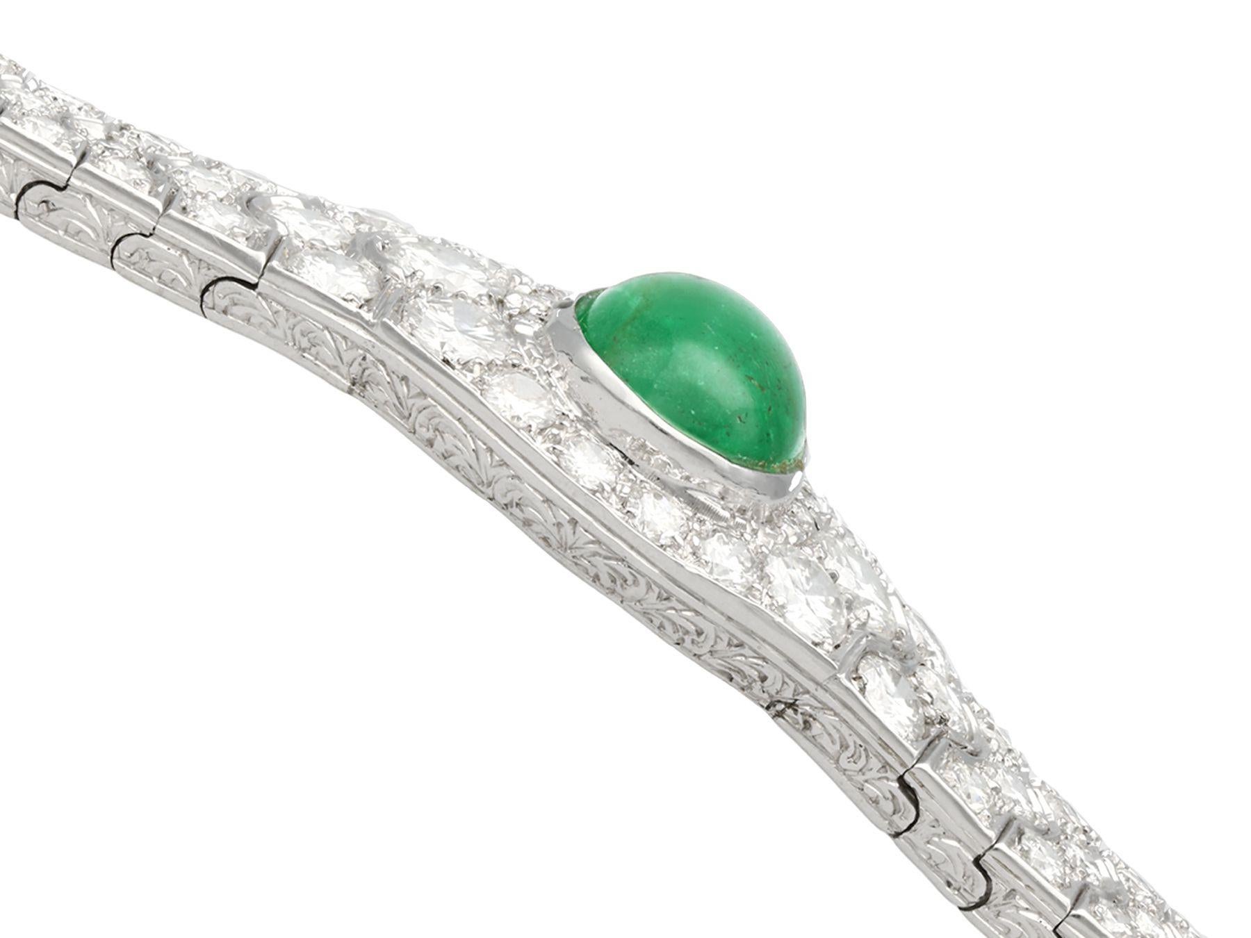 Antique 37.17 Carat Emerald and 6.55 Carat Diamond White Gold Jewelry Set 10