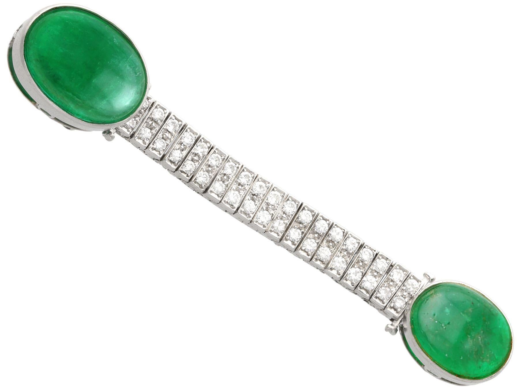Antique 37.17 Carat Emerald and 6.55 Carat Diamond White Gold Jewelry Set 3