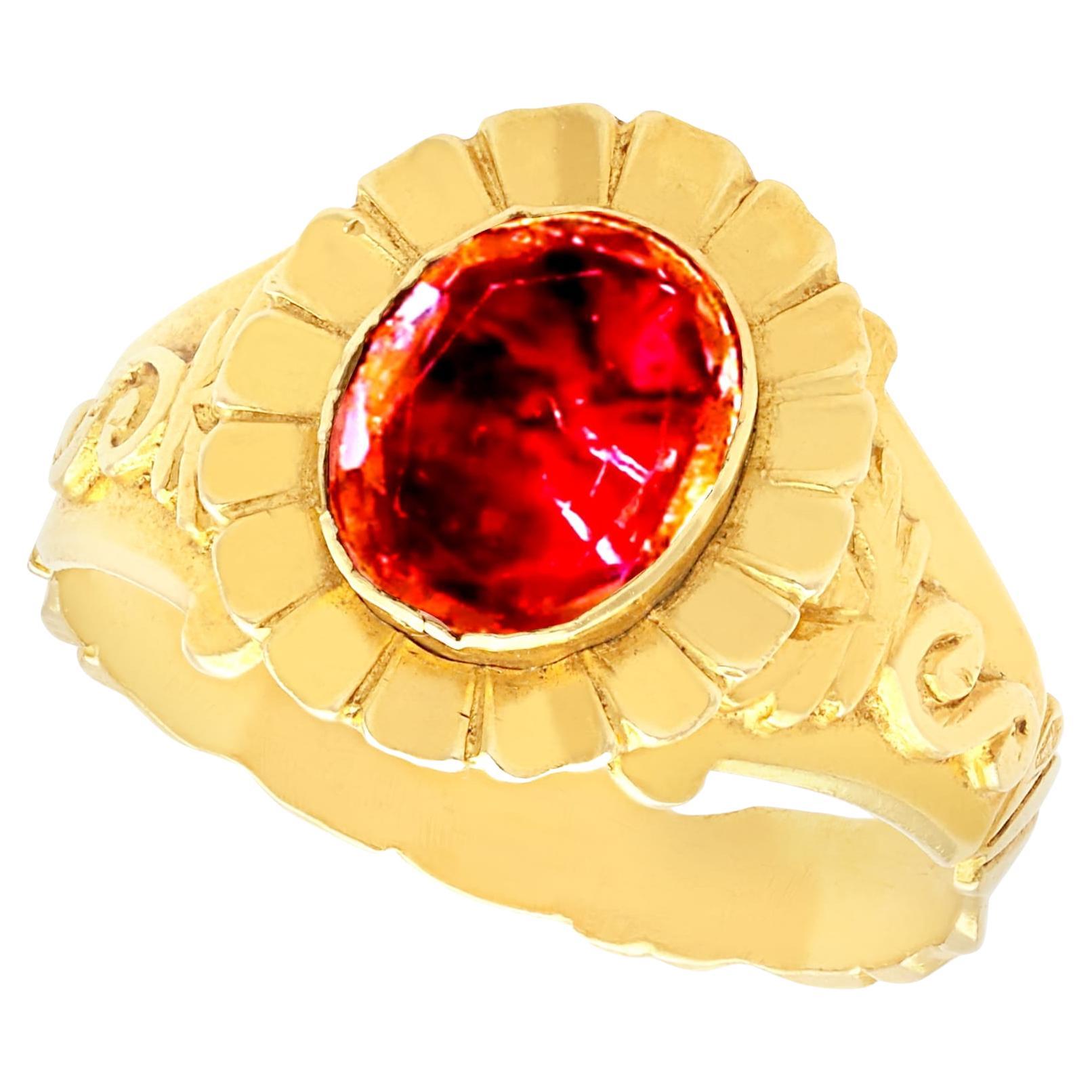 Victorian 3.71 Carat Garnet and 18k Yellow Gold Dress Ring For Sale