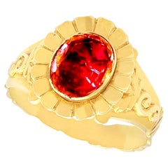 Used Victorian 3.71 Carat Garnet and 18k Yellow Gold Dress Ring