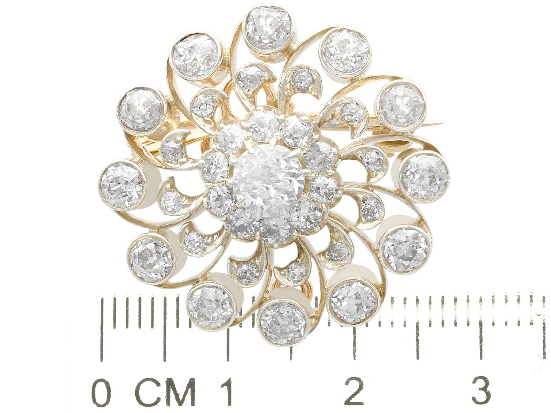 Antique 3.76 Carat Diamond and 9k Yellow Gold Brooch/Pendant circa 1880 1