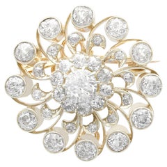 Antique 3.76 Carat Diamond and 9k Yellow Gold Brooch/Pendant circa 1880