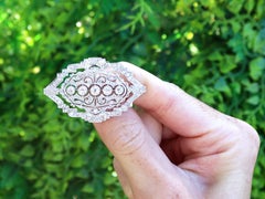 Antique 3.83 Carat Diamond and Platinum Art Deco Brooch Circa 1925