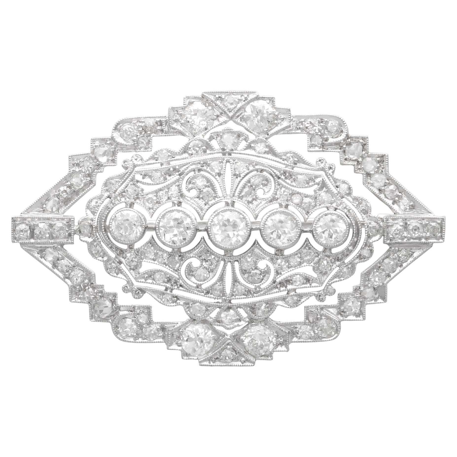 Antike 3,83 Karat Diamant und Platin Art Deco Brosche CIRCA 1925