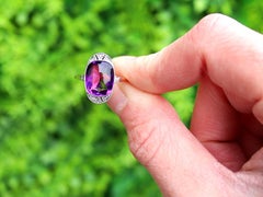 3.88 Carat Amethyst and Diamond 14k Yellow Gold and Platinum Cocktail Ring