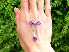 Antique 3.90 Carat Amethyst and 0.50 Carat Diamond Platinum Pendant Circa 1935