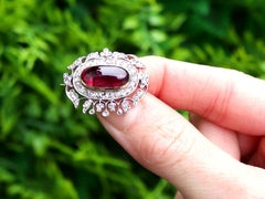 Antique 3.91 Carat Garnet 0.95 Carat Diamond 10k Yellow Gold Brooch Circa 1870