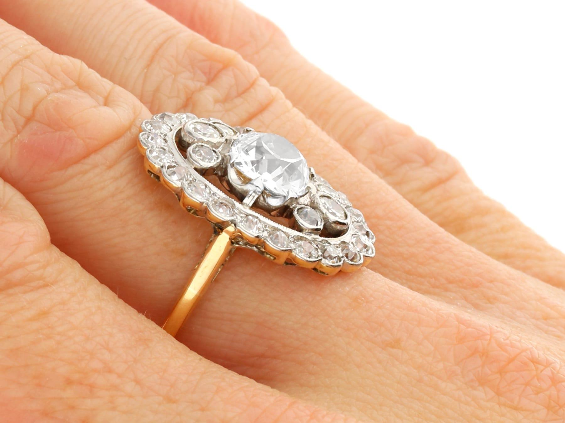 Antique 3.98Ct Diamond and 18k Yellow Gold Cluster Ring Circa 1925 For Sale 2