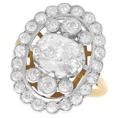 Antique 3.98Ct Diamond and 18k Yellow Gold Cluster Ring Circa 1925