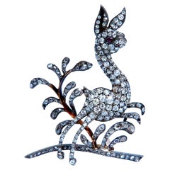 Antique 3ct Natural Diamonds Deer Pin 14kt*