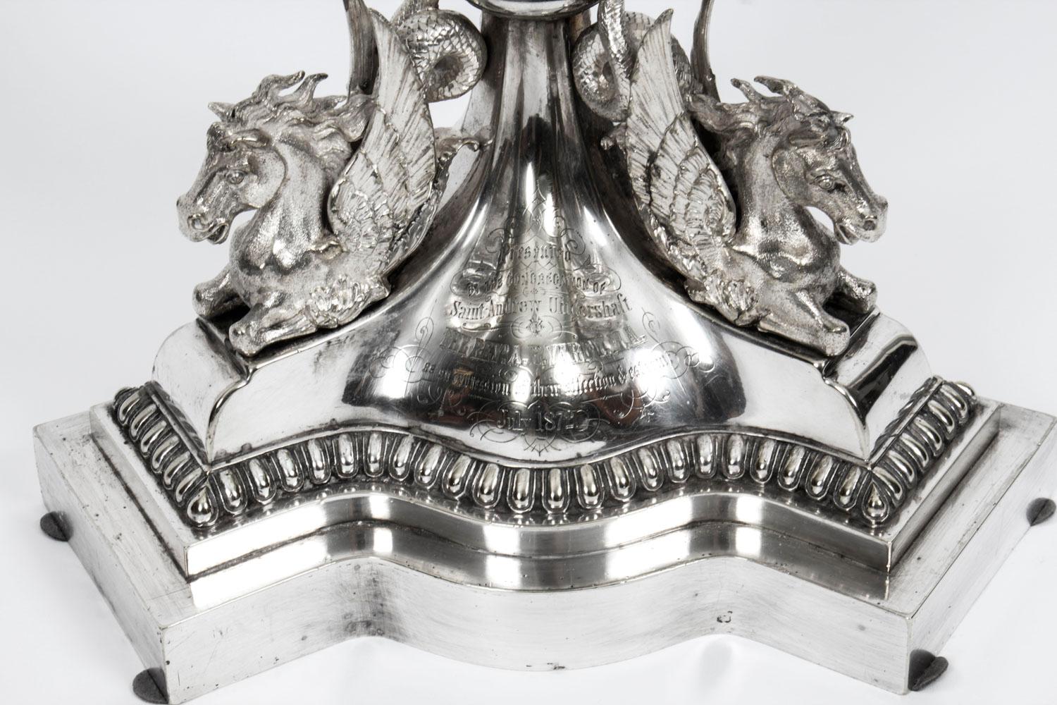 Antique Victorian Figural Silver Plate Candelabra Centerpiece, 19th Century 13