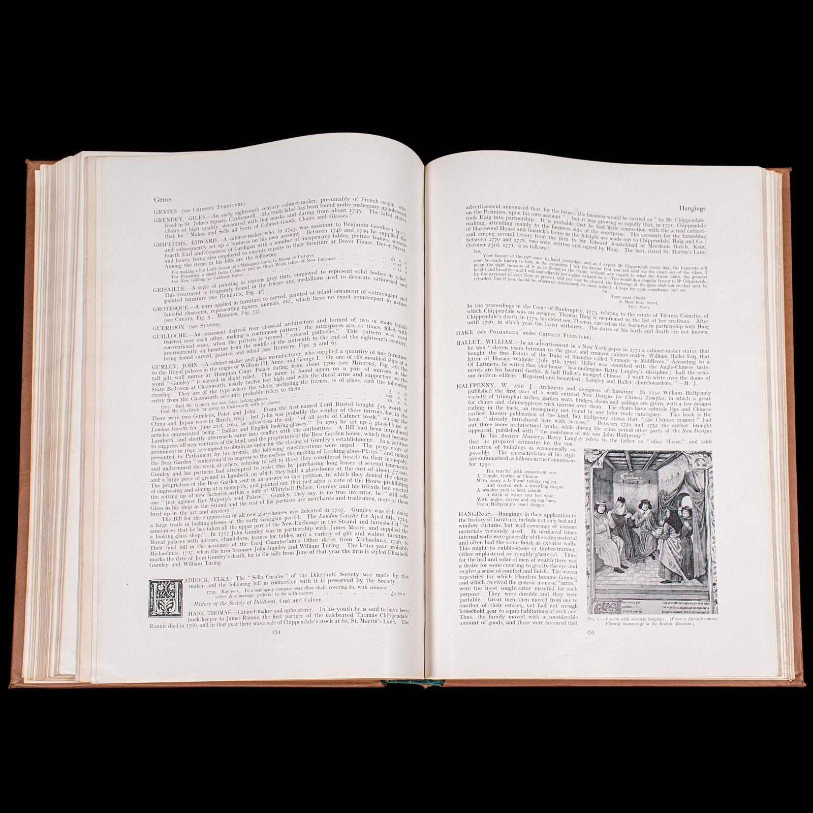 Conjunto de libros antiguos de 3 volúmenes, Diccionario de muebles ingleses, Macquoid, Referencia, A-Z Papel en venta