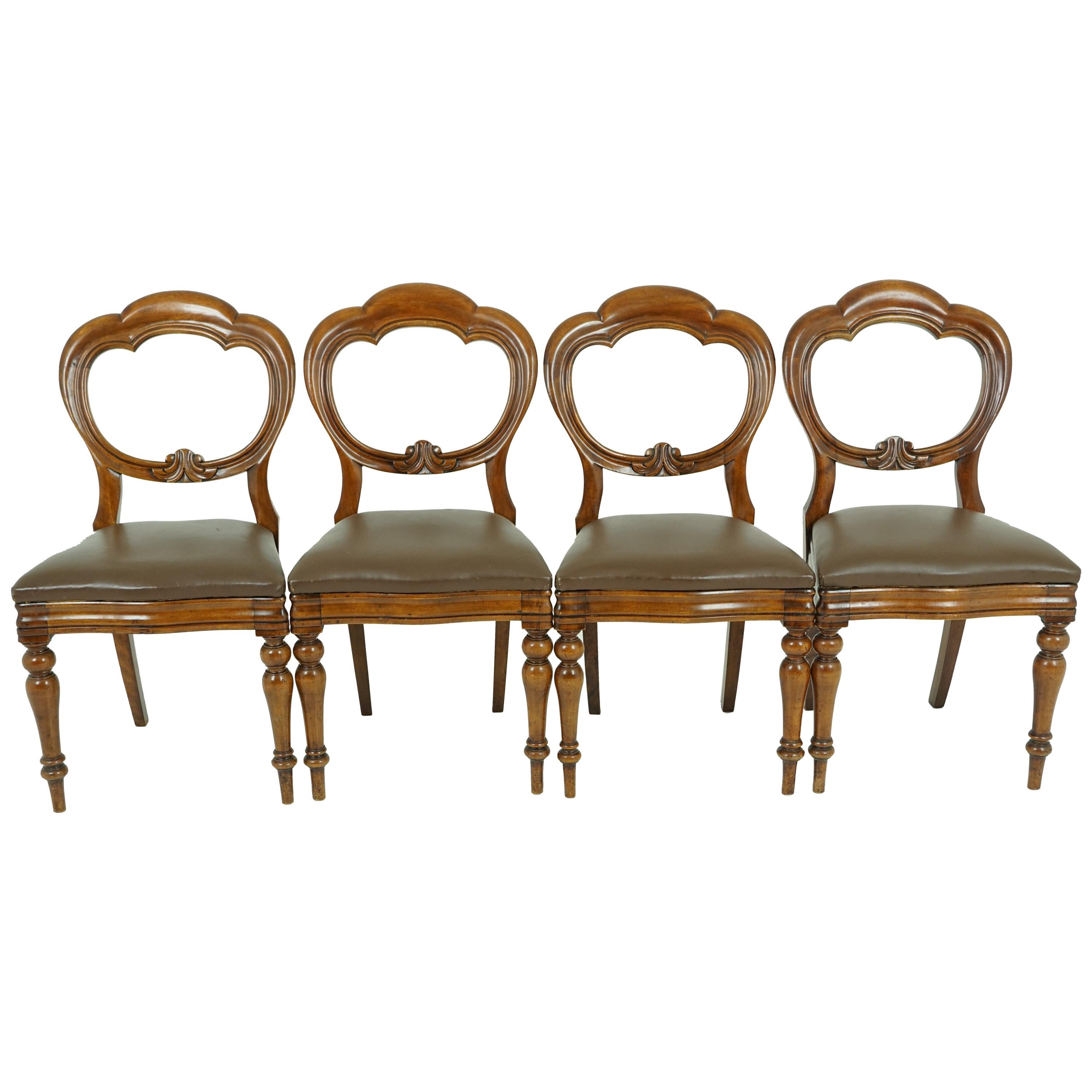 Antique 4 Balloon Back Dining Chairs, Antique Furniture, Scotland 1880, 1755