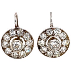 Antique 4 Carat Diamond Cluster Earrings