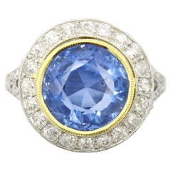 Antique 4 Carat Unheated Sapphire Engagement Ring GIA Certified Ceylon Edwardian