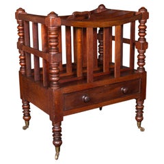 Antique 4 Division Canterbury, English, Newspaper, Magazine Stand, Regency, 1820