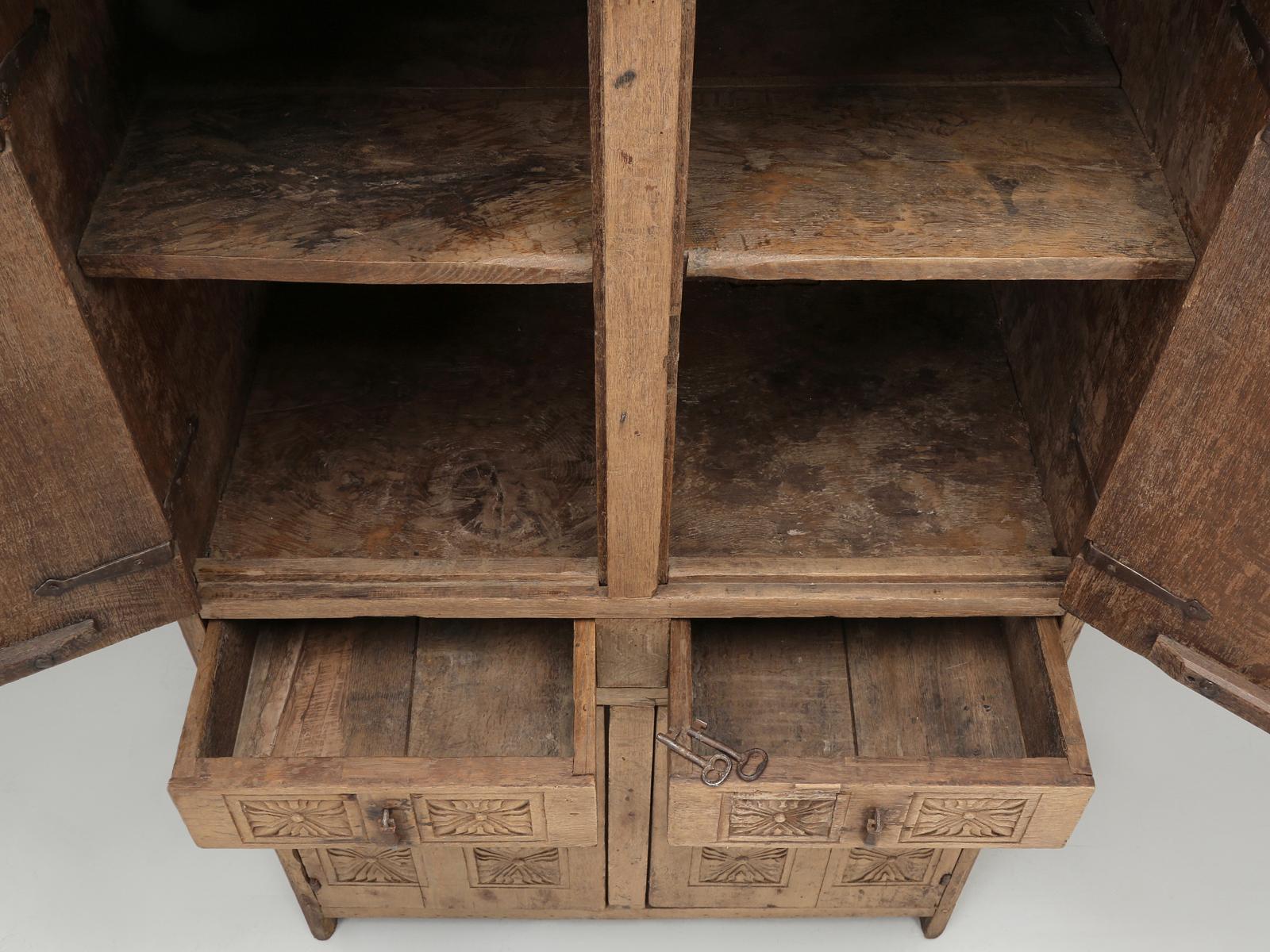 Antique 4-Door Cupboard or Armoire circa 1600's Still Beautiful and Unrestored 9