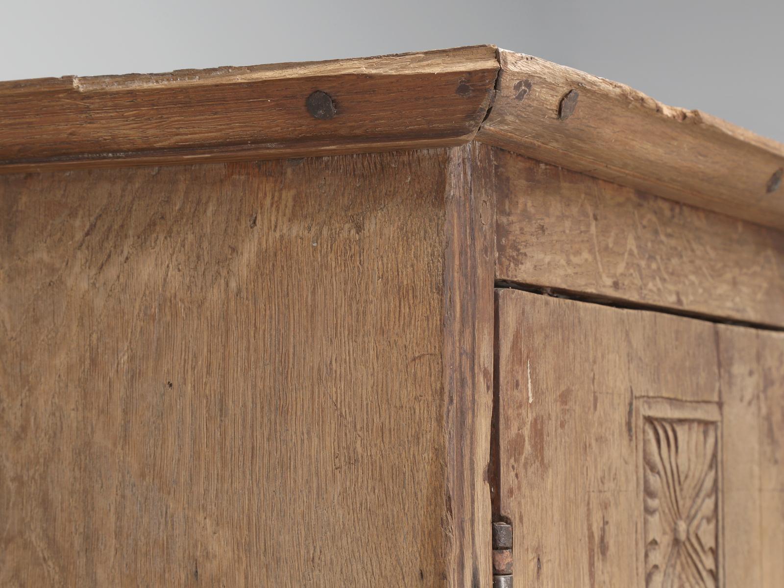 Hand-Carved Antique 4-Door Cupboard or Armoire circa 1600's Still Beautiful and Unrestored