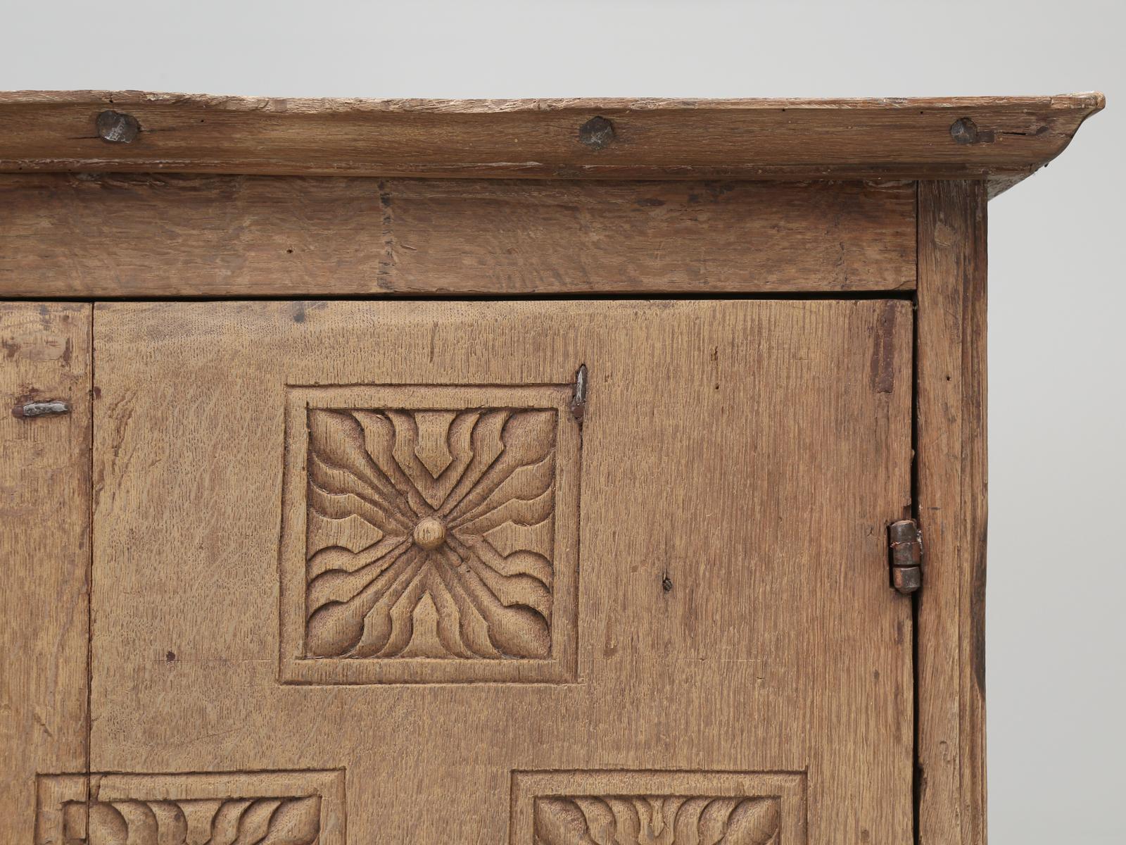18th Century and Earlier Antique 4-Door Cupboard or Armoire circa 1600's Still Beautiful and Unrestored