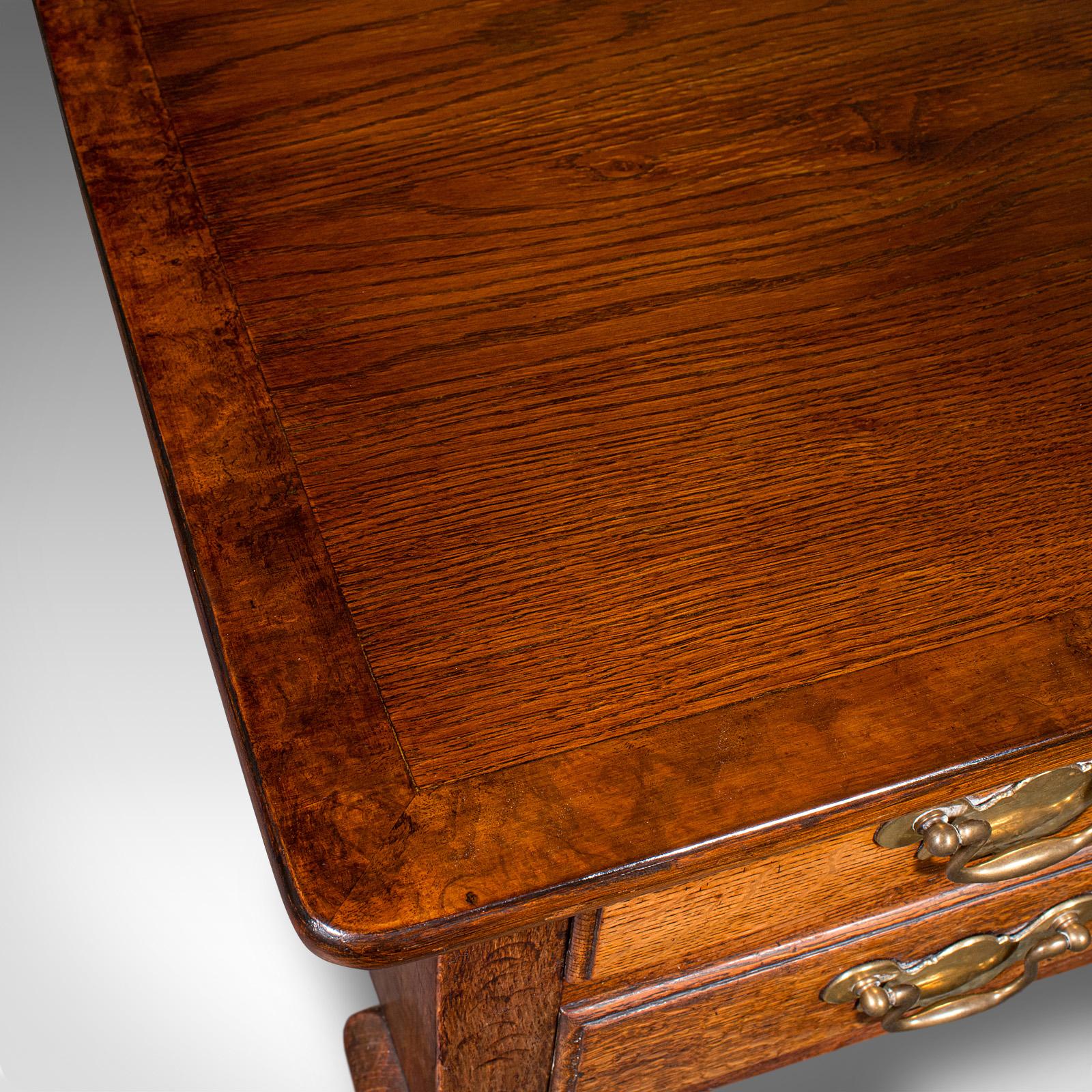Antique 4 Drawer Lowboy, English, Oak, Walnut, Correspondence Desk, Georgian 5