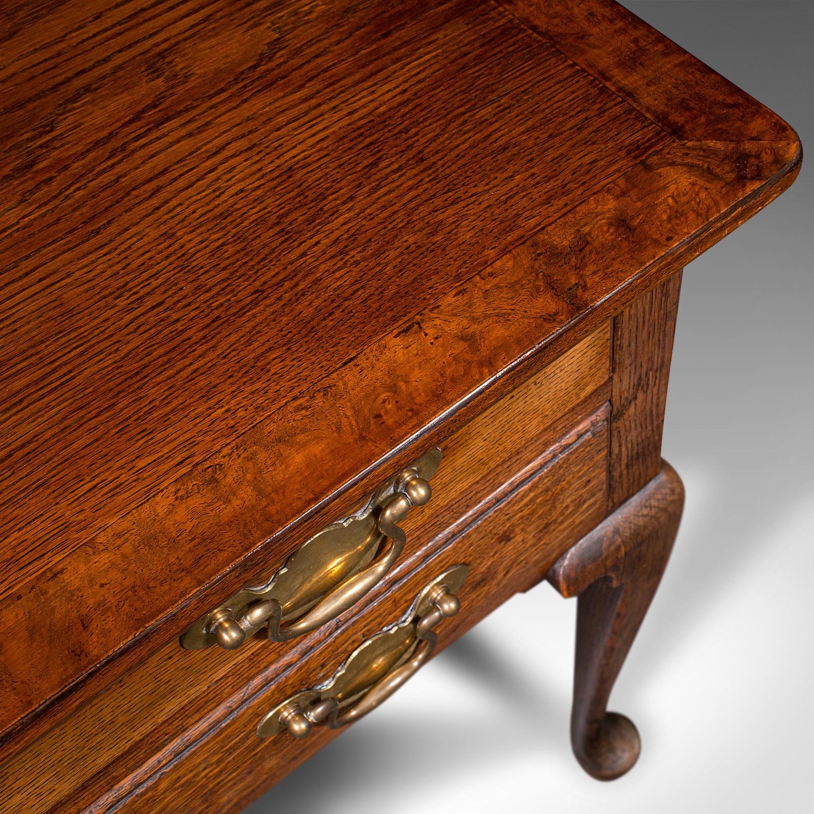 Antique 4 Drawer Lowboy, English, Oak, Walnut, Correspondence Desk, Georgian 6