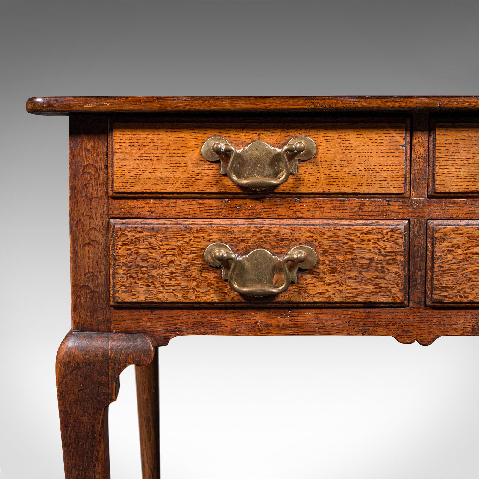 Antique 4 Drawer Lowboy, English, Oak, Walnut, Correspondence Desk, Georgian 3