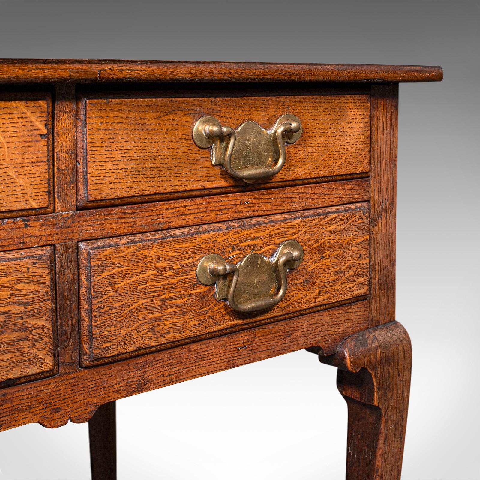 Antique 4 Drawer Lowboy, English, Oak, Walnut, Correspondence Desk, Georgian 4