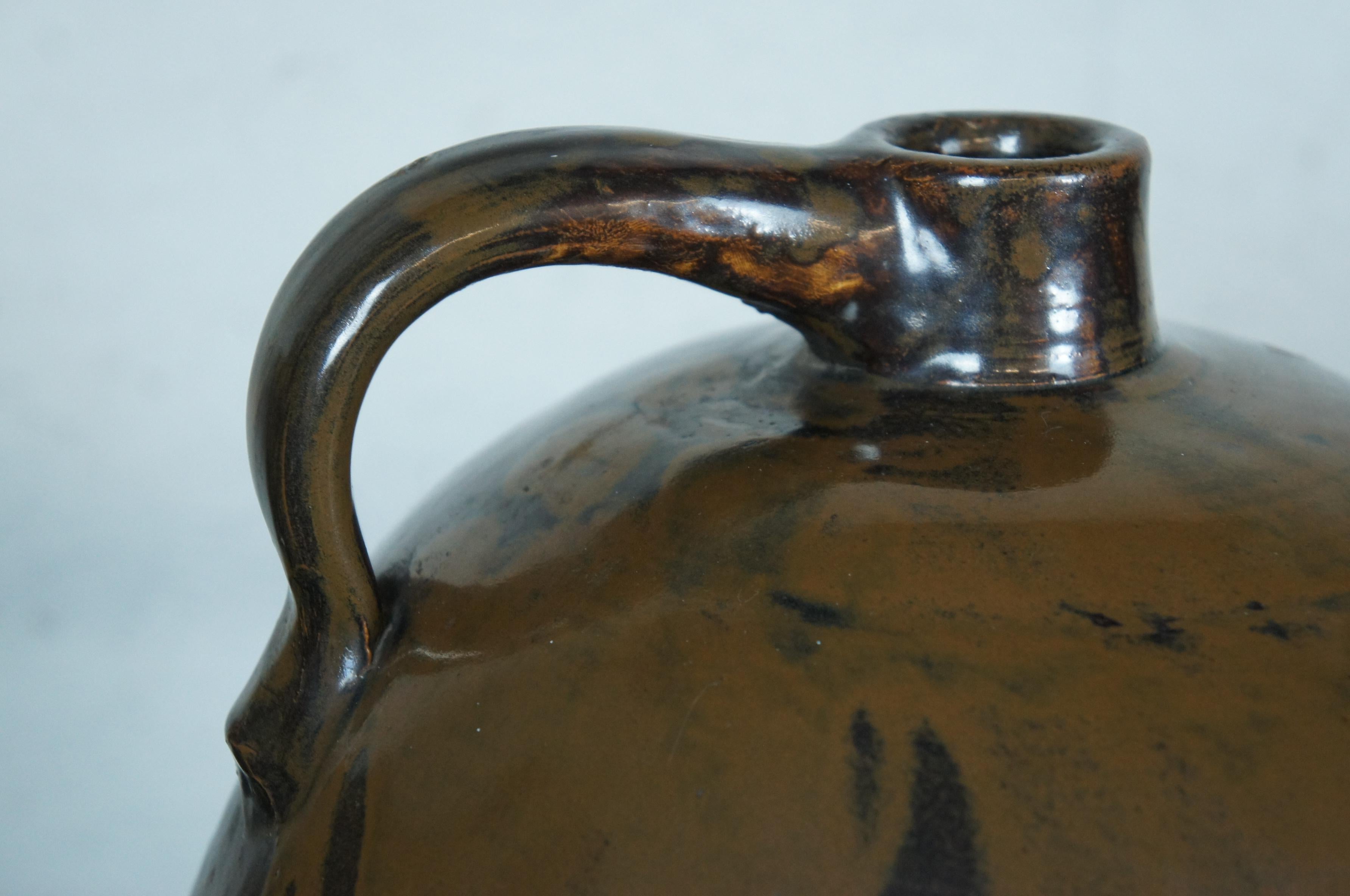 Antica caraffa per whisky da 4 galloni in gres marrone con smaltatura a goccia Beehive 16