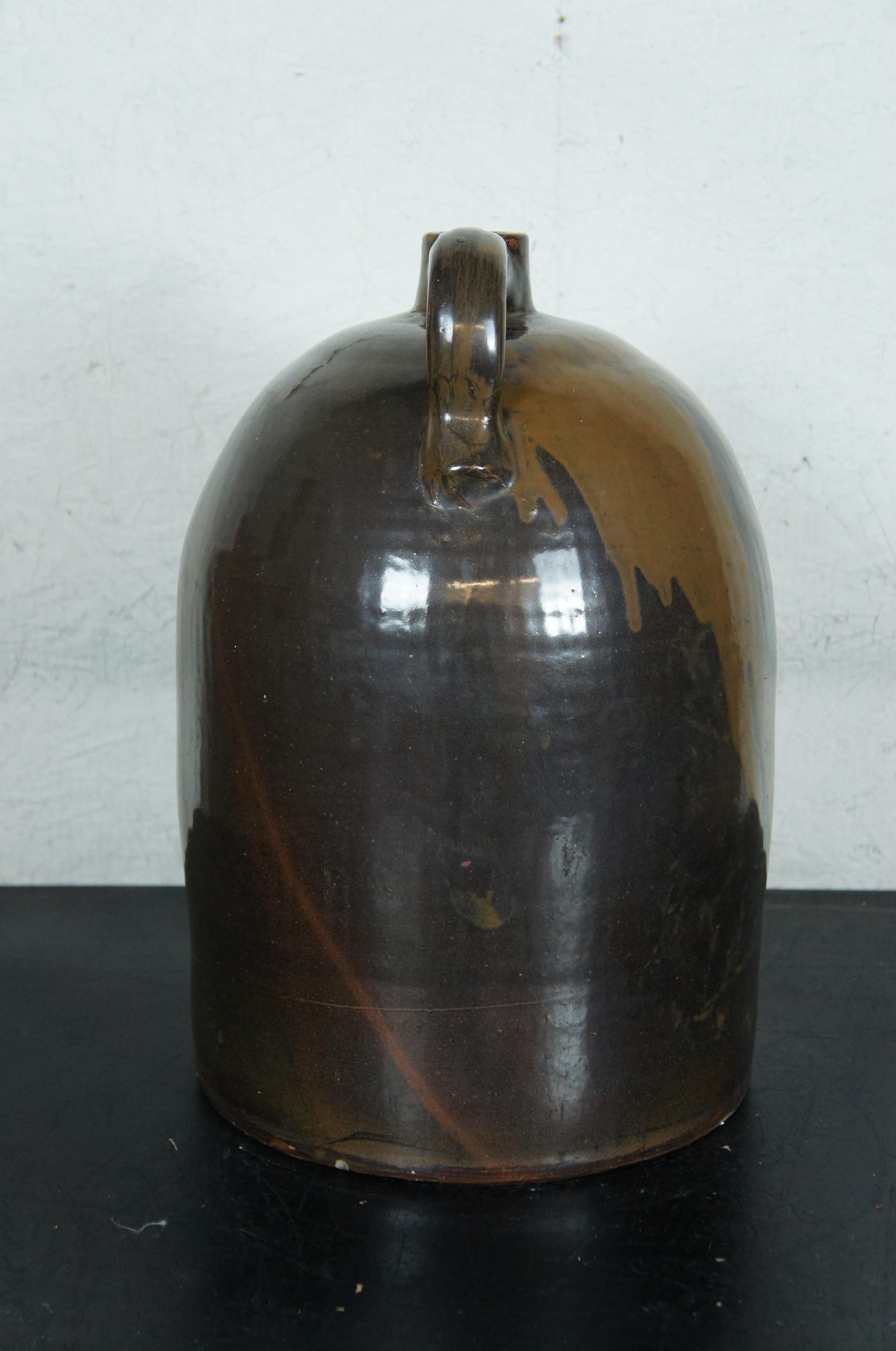 Antica caraffa per whisky da 4 galloni in gres marrone con smaltatura a goccia Beehive 16