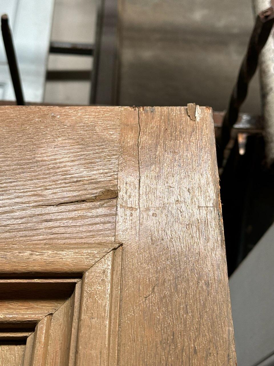 Antike Passage-Tür aus Eichenholz mit 4 Paneelen 89,25 x 27 im Angebot 4