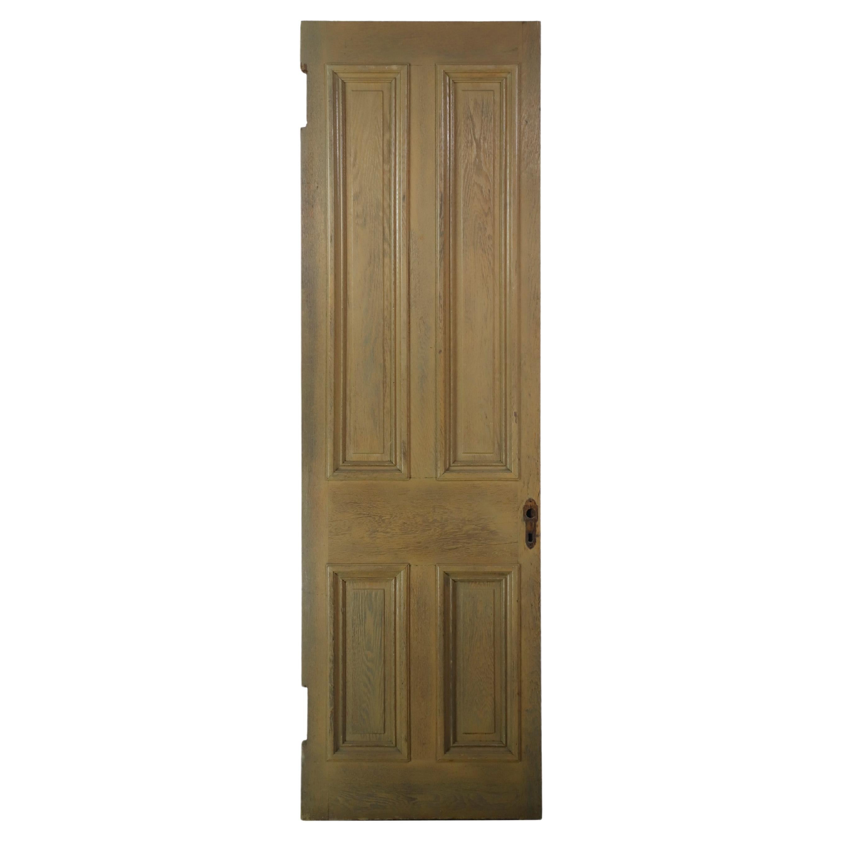 Antique 4 Pane Oak Passage Door 89.25 x 27 For Sale