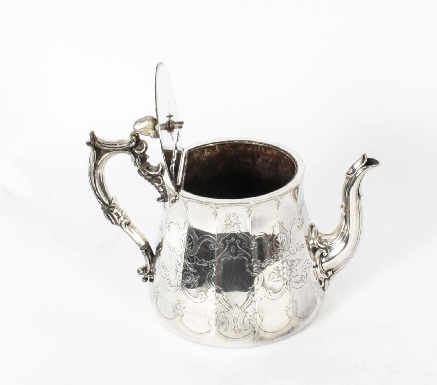Antique 4 Piece Tea Coffee Service by Elkington, 19th Century 10